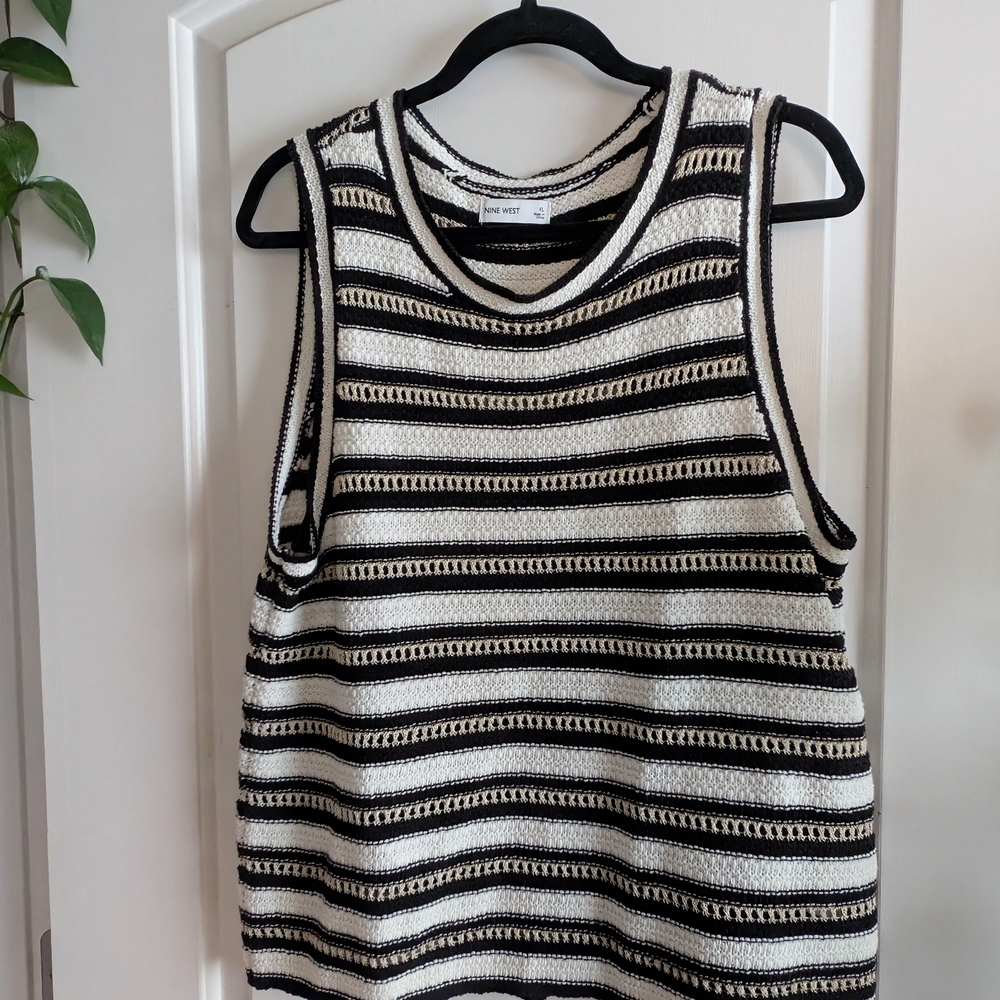 Nine West Black and White Knit Top